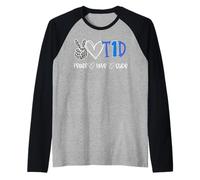 Peace Love Cure Type One Diabetes Awareness T1D Maglia con Maniche Raglan