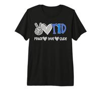 Peace Love Cure Type One Diabetes Awareness T1D Maglietta Premium