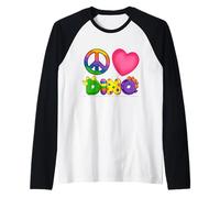 Peace Love Dino - Design Quadrato Maglia con Maniche Raglan