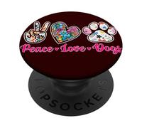 Peace Love Dogs Pet Dog Mom Dad Owner Lover Animal PopSockets PopGrip Adesivo