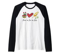 Peace Love Elote Corn COB Funny Food Elotes Leopard Womens Maglia con Maniche Raglan