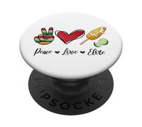 Peace Love Elote Corn Cob Funny Food Elotes Leopard Womens PopSockets PopGrip Adesivo