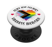 Peace Love Equality Kindness Inclusion Progress Rainbow LGBT PopSockets PopGrip Adesivo