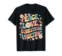 Peace Love Equestrian Vaulting anni '70 Hippie Retro Equestre Maglietta
