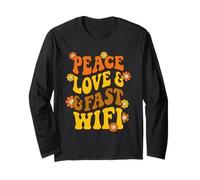 Peace Love Fast WiFi Non pagato Supporto Tecnico Retro Vintage Maglia a Manica