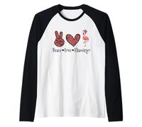 Peace Love Flamingo Tropical Bird Flamingo Amanti Maglia con Maniche Raglan