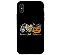 Peace Love Halloween Costume zucca leopardo cuore festa Custodia per iPhone X/XS