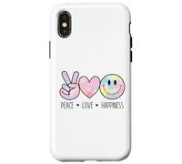 Peace Love Happiness Rainbow Tie Dye Smile Face Happy Face Custodia per iPhone X/XS