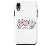 Peace Love Happiness Rainbow Tie Dye Smile Face Happy Face Custodia per iPhone XR