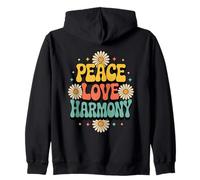 Peace Love Harmony Hippie Boho Floreale Groovy Daisy Retro Felpa con Cappuccio