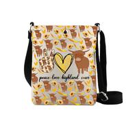Peace Love Highland - Borsa a tracolla con mucca e mucca, stile scozzese, Amore Highland Cb2, large