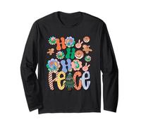 Peace Love Hippie Decor Groovy And Bright Hohoho Christmas Maglia a Manica