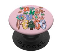 Peace Love Hippie Decor Groovy And Bright Hohoho Christmas PopSockets PopGrip Adesivo