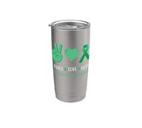 Peace Love Hope - Supporto per la consapevolezza della salute mentale, colore: verde Bicchiere termico in acciaio inox doppia parete