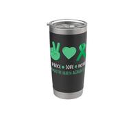 Peace Love Hope - Supporto per la consapevolezza della salute mentale, colore: verde Bicchiere termico in acciaio inox doppia parete