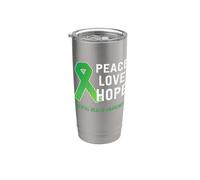 Peace Love Hope - Supporto per la consapevolezza della salute mentale, colore: verde Bicchiere termico in acciaio inox doppia parete