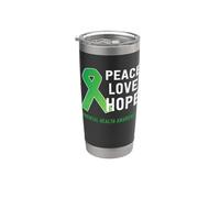 Peace Love Hope - Supporto per la consapevolezza della salute mentale, colore: verde Bicchiere termico in acciaio inox doppia parete