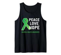 Peace Love Hope - Supporto per la consapevolezza della Salute mentale, Colore: Verde Canotta