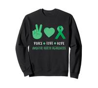 Peace Love Hope - Supporto per la consapevolezza della Salute mentale, Colore: Verde Felpa