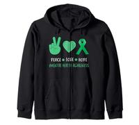 Peace Love Hope - Supporto per la consapevolezza della Salute mentale, Colore: Verde Felpa con Cappuccio