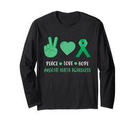 Peace Love Hope - Supporto per la consapevolezza della Salute mentale, Colore: Verde Maglia a Manica