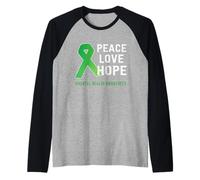 Peace Love Hope - Supporto per la consapevolezza della Salute mentale, Colore: Verde Maglia con Maniche Raglan