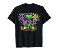Peace Love Mardi Gras Party Carnevale Mardi Gras Parade Maglietta