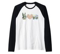 Peace Love Montagne Amante della natura Escursionista Sentiero all'aperto Maglia con Maniche Raglan