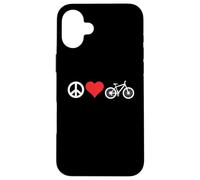 Peace Love Mountain Bikes Funny Retro MTB Biking Custodia per iPhone 16 Plus