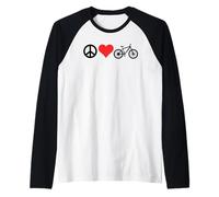 Peace Love Mountain Bikes Funny Retro MTB Biking Maglia con Maniche Raglan