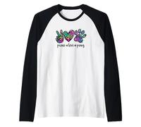 Peace Love Paws Graphic for Women Dog Mom And Animal Lover Maglia con Maniche Raglan