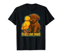 Peace Love Paws Puppy And Duck Amicizia Maglietta