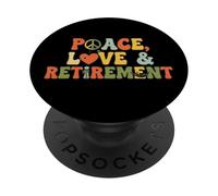 Peace Love Pensionamento Finalmente Ritirato Golden Years PopSockets PopGrip Adesivo