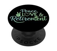 Peace Love Pensionamento Finalmente Ritirato Golden Years PopSockets PopGrip Adesivo