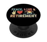 Peace Love Pensionamento Finalmente Ritirato Golden Years PopSockets PopGrip Adesivo