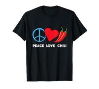 Peace Love Peperoncini rossi piccanti peperoni mangiano messicani Maglietta