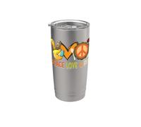 Peace Love Pie Ringraziamento segno di pace tacchino mano hippie Bicchiere termico in acciaio inox doppia parete