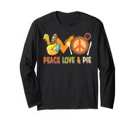 Peace Love Pie Ringraziamento Segno di Pace Tacchino Mano Hippie Maglia a Manica