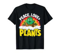 Peace Love & Plants Retro Arcobaleno Paesaggista Cactus Giardiniere Maglietta
