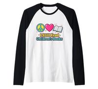 Peace Love Reading Books Cute Ho Ancora Letto Libri per Bambini Maglia con Maniche Raglan