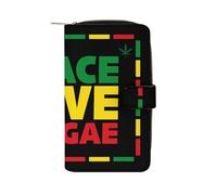 Peace Love Reggae Carini Portafogli Lunghi Grande Capacità Portafoglio Fibbia Borsa Blocco Pochette per Bill Cash Coin Card Key Purse, Stile:, 19.7x11x3.5cm, Per tutte le stagioni