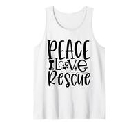 Peace Love Rescue Paw Print Statement per Gli Amanti dei Cani Canotta
