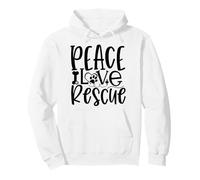 Peace Love Rescue Paw Print Statement per Gli Amanti dei Cani Felpa con Cappuccio