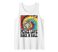 Peace Love Rock N Roll Chitarra Hippie Retro Music Art Design Canotta