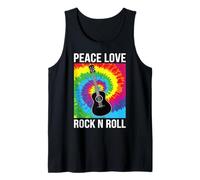 Peace Love Rock N Roll Chitarra Retro Hippie Music Art Design Canotta
