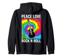 Peace Love Rock N Roll Chitarra Retro Hippie Music Art Design Felpa con Cappuccio