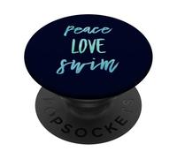 Peace Love Swim Life Nuotatore Sport acquatici PopSockets PopGrip Adesivo