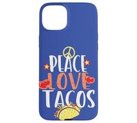 Peace Love Tacos Cibo Divertente Citazione Cibo Messicano Foodies Taco Custodia per iPhone 15 Plus
