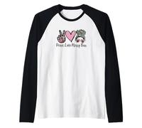Peace Love Teaching with Messy Bun Funny Teacher Quote Maglia con Maniche Raglan