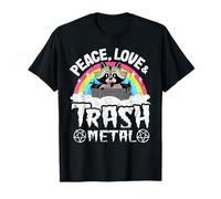 Peace Love & Trash Metal Procione Bambini Punk Metallo Arcobaleno Maglietta